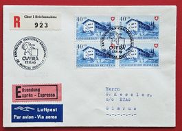 PRO PATRIA 45 VIERERBLOCK CUERA CHUR GRAUBÜNDEN GLARUS 1949