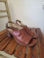 Sandalen Moma Leder braun mit Blockabsatz