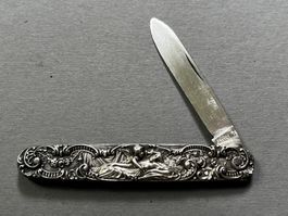 Jugendstil Sackmesser 79 mm STERLING SILBER - RARITÄT