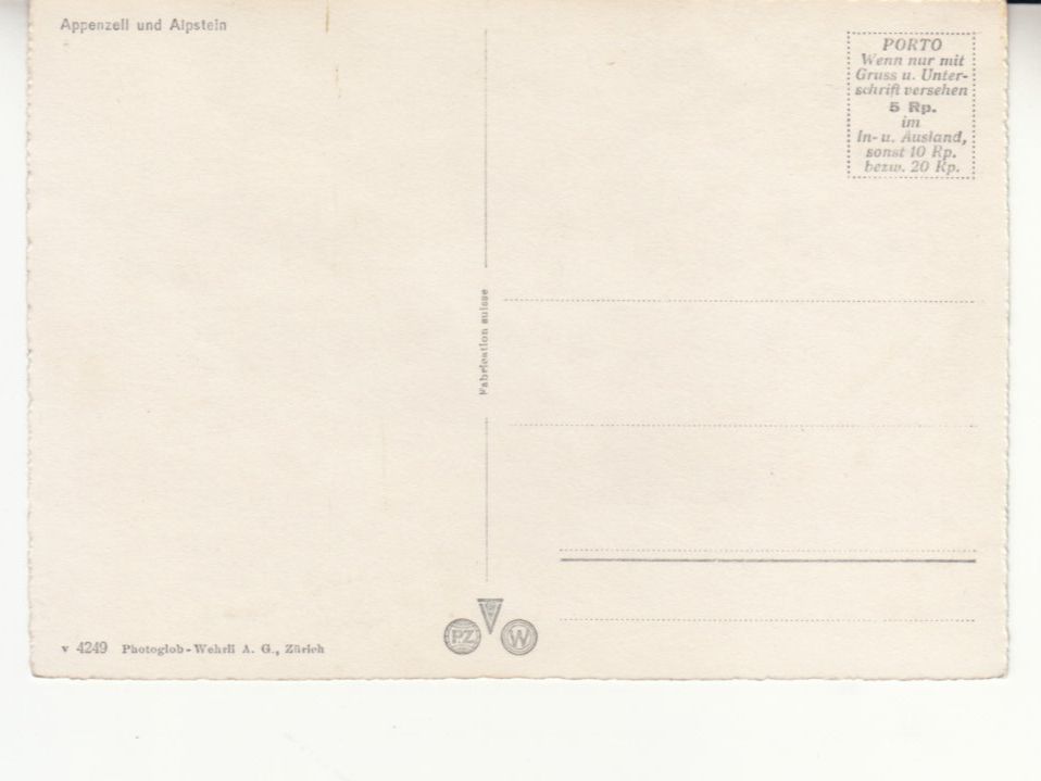 Cartoline postali: Alpstein ca. 1950 – Usato da Bürglen TG venduto da StampGraf 1