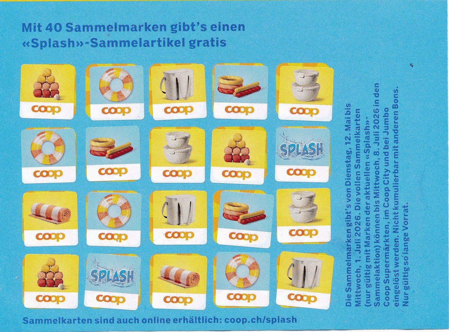 Coop Sammelmarken & -punkte: COOP Splash 3 volle Karten – Neu (gemäss Beschreibung) aus Zollikofen von inseli-10 2
