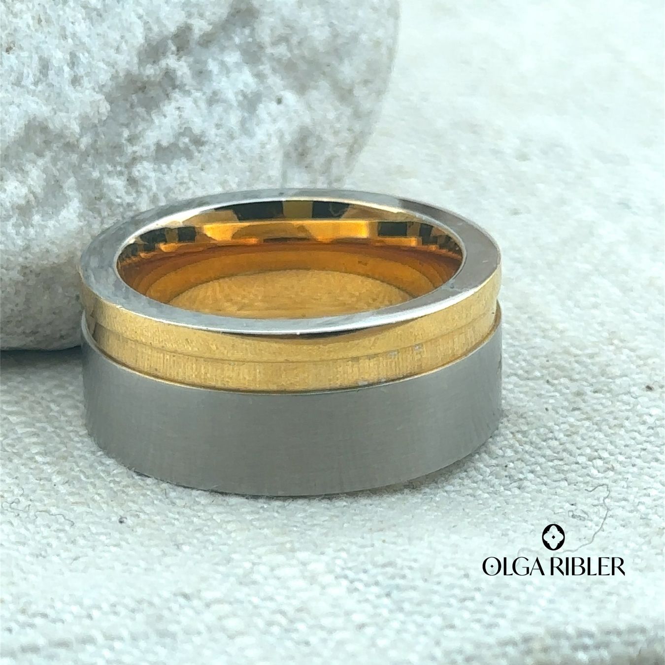 Olga Ribler Anelli: Edelstahl Ring bi-color  modern  Grösse 66 – Nuovo (secondo la descrizione) da Luzern venduto da Schmuckoutlet 4