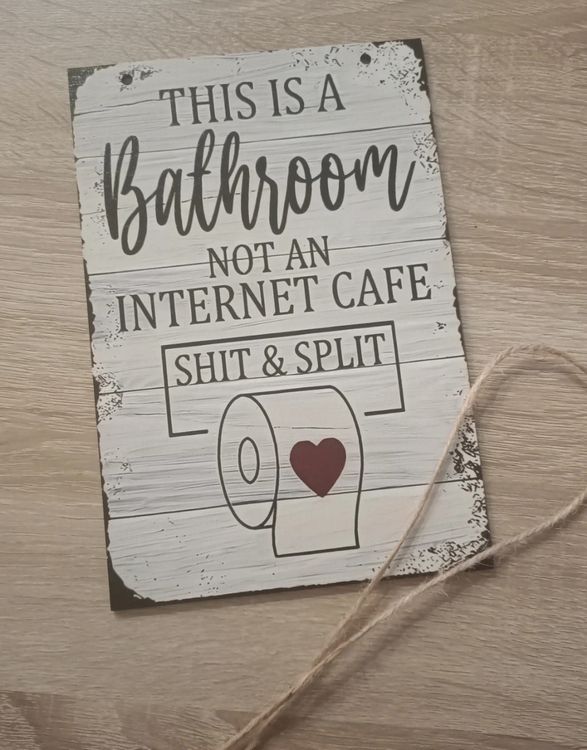 Plaque Murale En Bois Décorative "Dîner Humour" Blanc 38x10 Cm