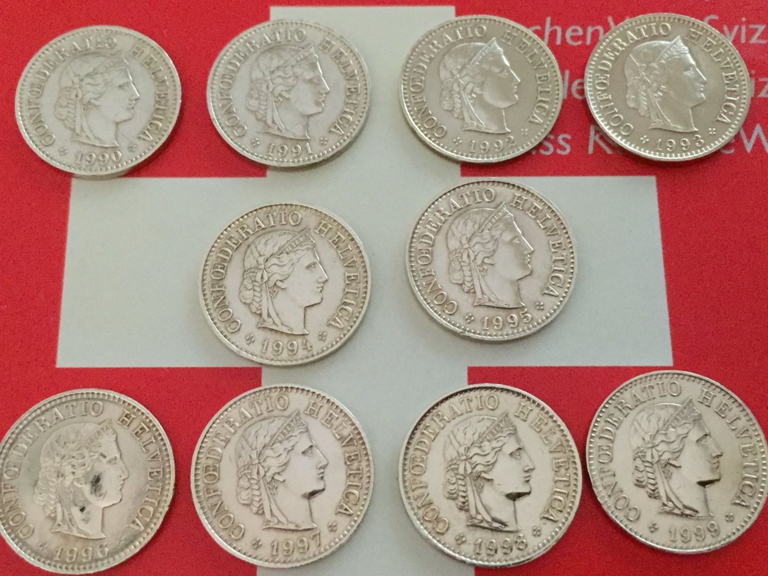 Tutti le monete: 5 Rappen 1990-1999 komplett – Usato da Elsau venduto da herbybay