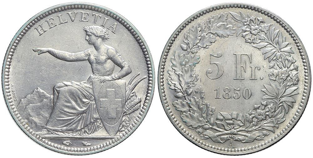 Tutti le monete: 5 Franken 1850 A (12) – Usato da Chiasso venduto da Novamarketing