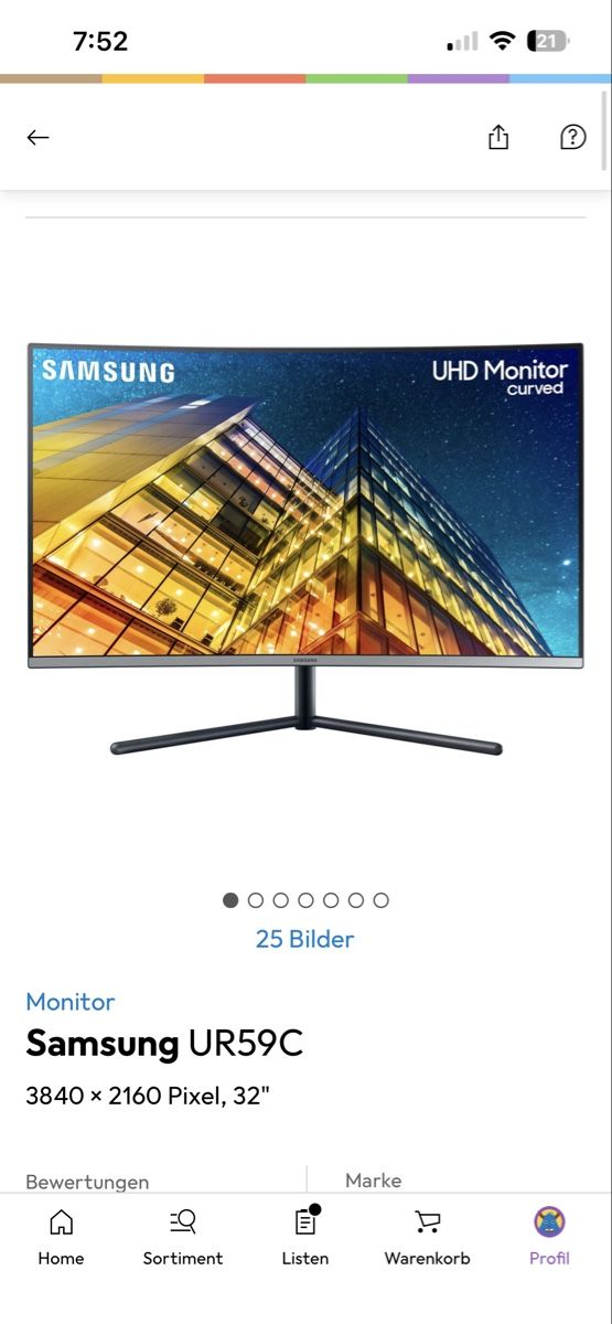 Ecrans: Monitor Samsung 32 Zoll Curved – D'occasion à Zug par Mikepfister 2