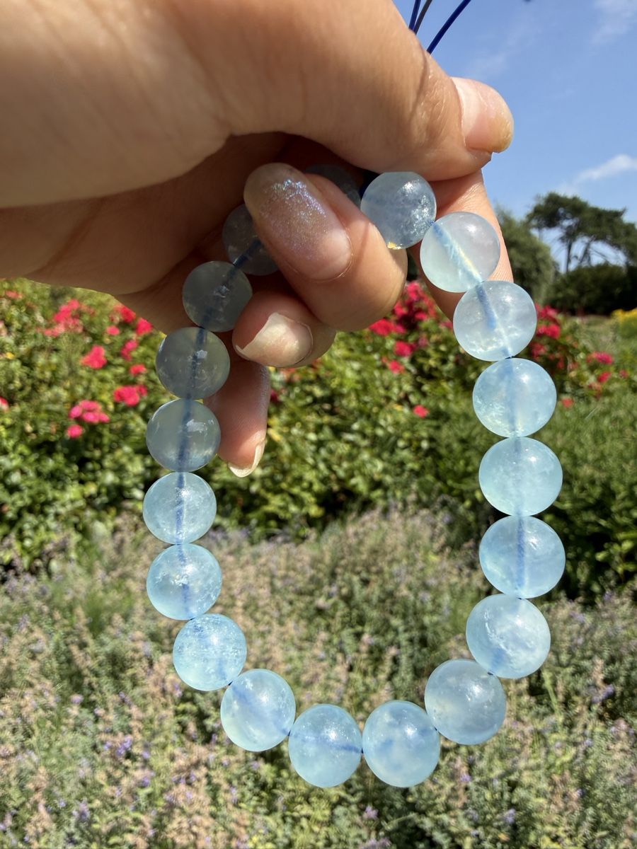 Bracciali & Braccialetti: Echtes Aquamarin Armband-10mm Perlen – Nuovo (secondo la descrizione) da Jegenstorf venduto da SteinGlanz 3