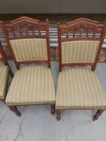 4 VINTAGE POLSTERSTÜHLE HOLZ MIT SCHNITZEREI GUTER ZUSTAND