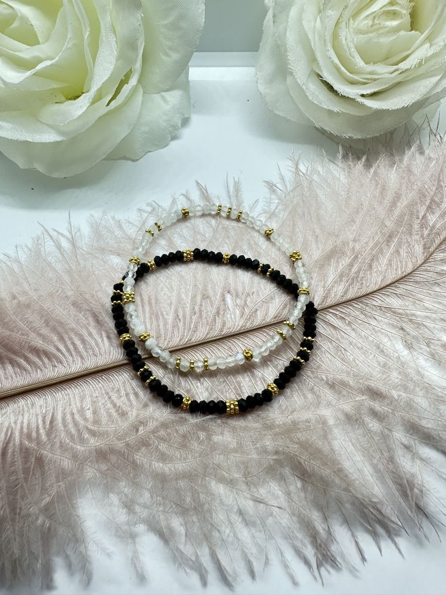 Bracciali & Braccialetti: Facettierter Onix mit vergoldetem Silberner – Nuovo e nell'imballaggio originale da Niederglatt ZH venduto da Silberschmuck-design 1