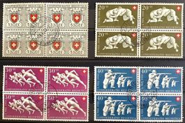 1950 Pro Patria Viererblock Zentrumstempel Hoher KW