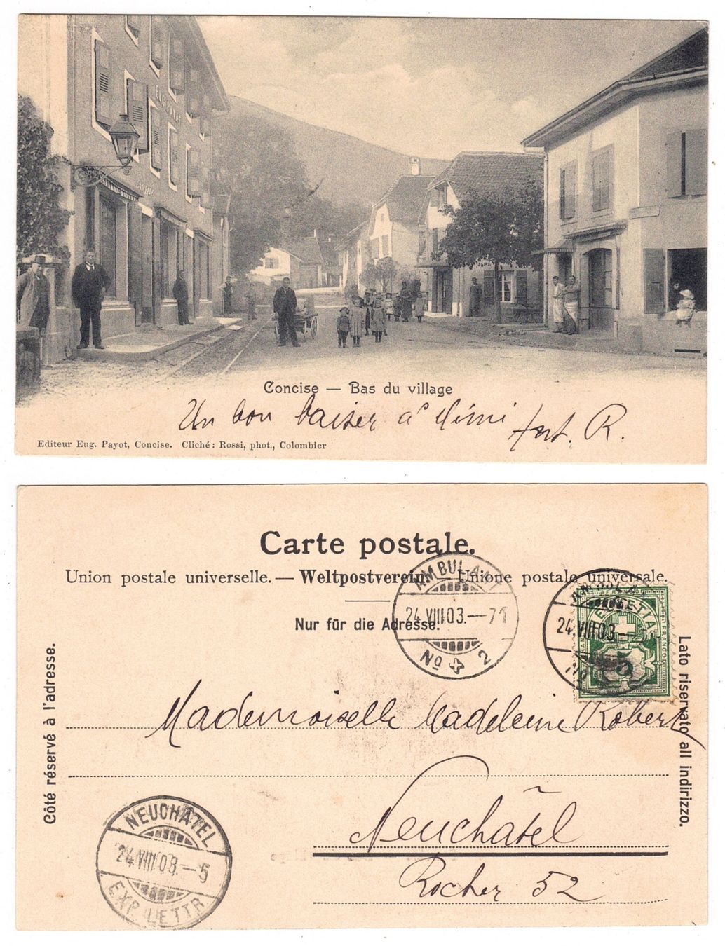 Cartoline postali: Concise, Bas du village – Usato da La Tour-de-Peilz venduto da amjust