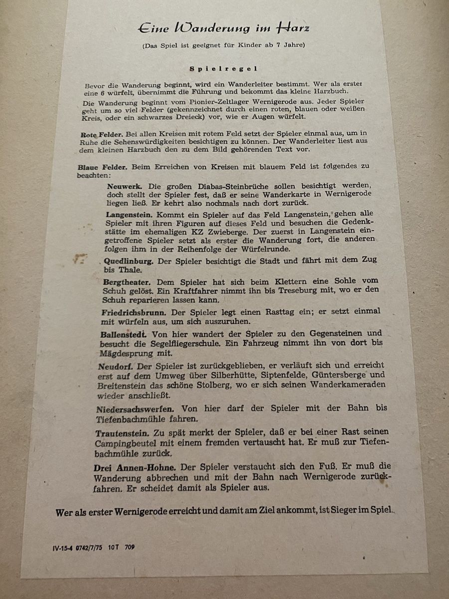 Giochi: Gesellschaftsspiel Eine Wanderung im Harz , Sammlerwert – Usato da Obbürgen venduto da bugi6868 7