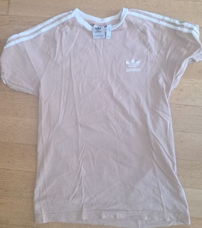 Adidas T-Shirt beige mit Streifen Grösse S 
