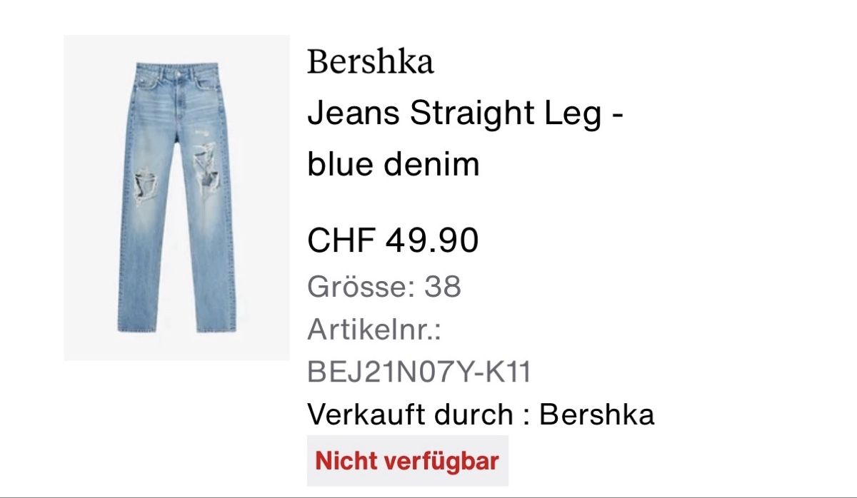 Bershka Jeans: Bershka Jeans Straight Leg, Gr. 38 – Gebraucht aus Thun von tat_zb9b