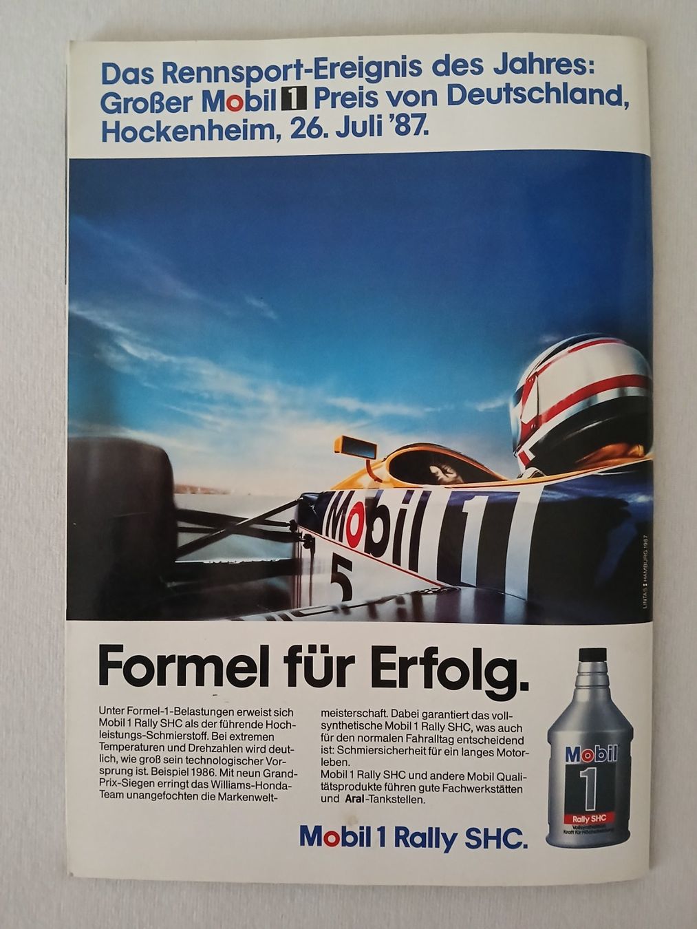 Riviste & Magazine: Programmheft Formel 1; GP Deutschland, Hockenheim 1987 – Usato da Aarburg venduto da Hktm 9