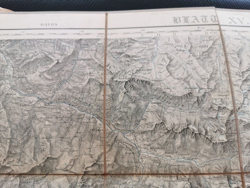 Antike Landkarte, (Dufourkarte), Blatt XV, Überdruck 1910 4