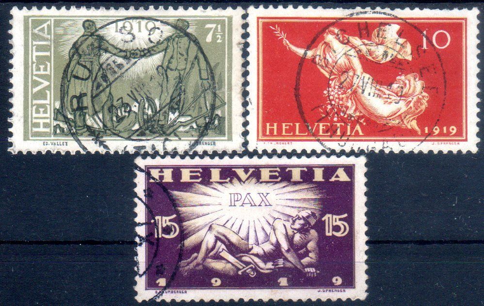 Tutti i francobolli: 1919 SERIE FRIEDENSMARKEN GESTEMPELT - CC49 – Usato da Losone venduto da EM2019