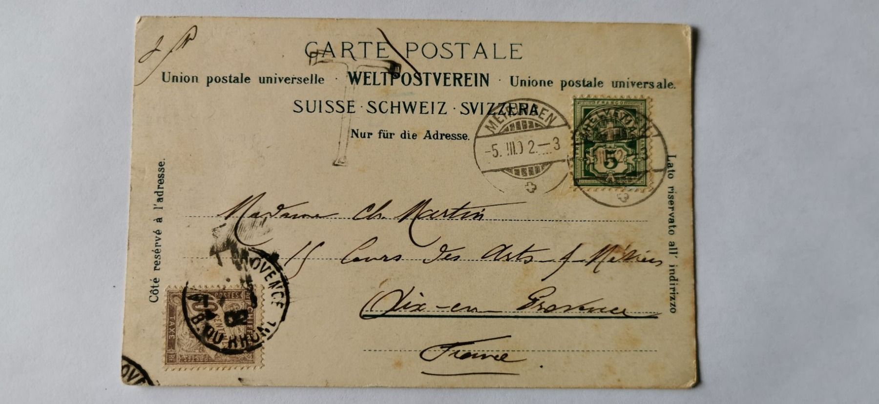 Alle Briefmarken: Carte postale Weltpostverein 1902 – Gebraucht aus Aadorf von Chnorli-Furz