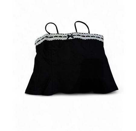 Damen Top schwarz mit Spitze und Schleife