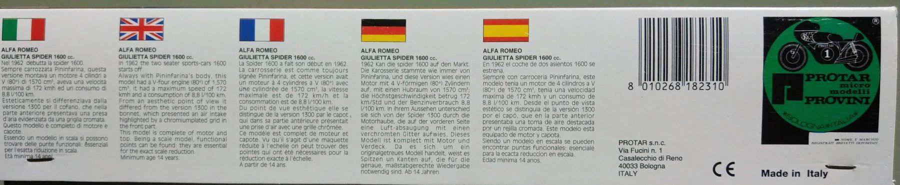 Alfa Romeo Modellini d'auto: Protar Alfa Romeo Giulia Spyder 1600cc #231 – Usato da Châtillens venduto da rei_y82w 1