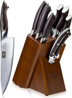 Messerblock Set 8 tlg Küchenmesser Set Edelstahl Holz