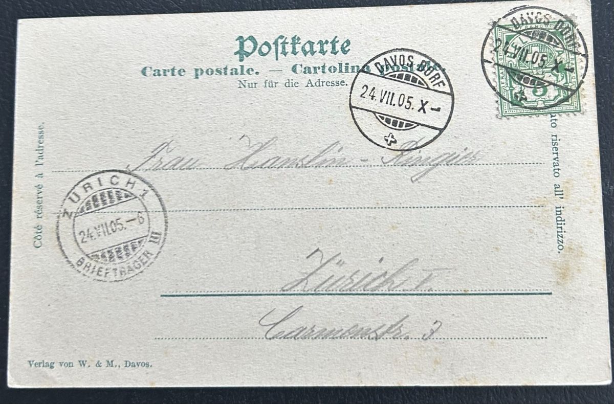 Ansichtskarten: AK Davos Dorf 1905 – Gebraucht aus Horw von Tellbub 1