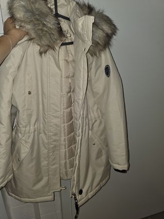 ONLY Winterjacke Damen beige mit Kunstfell Kapuze XL 