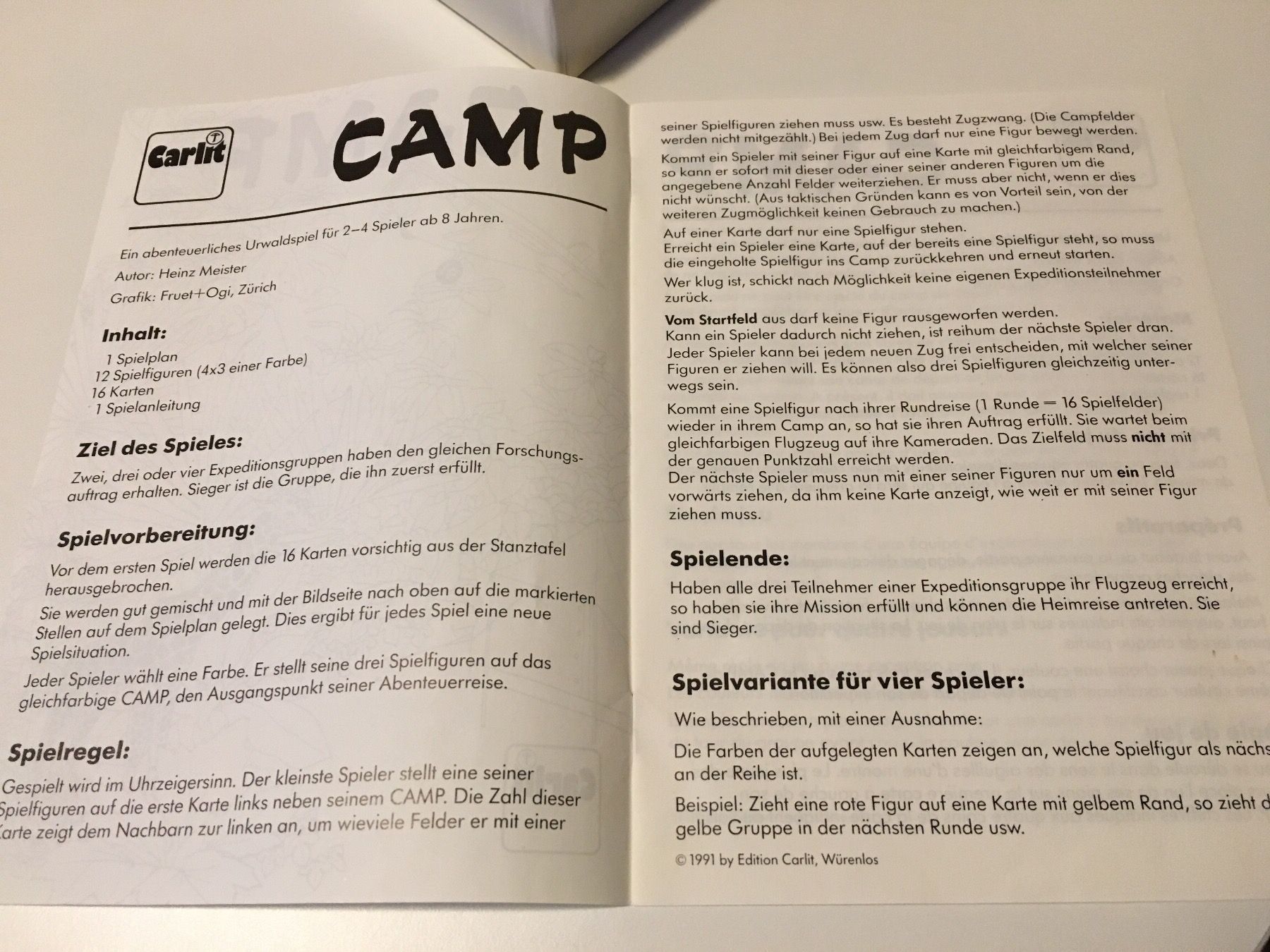 Giochi: Spiel von Carlit - Camp - 1991 – Usato da Andwil SG venduto da Rainboli 8
