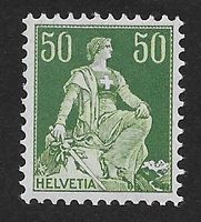 1908: Helvetia mit Schwert 50 Rp.grün Nr.113 (Glatt ) **