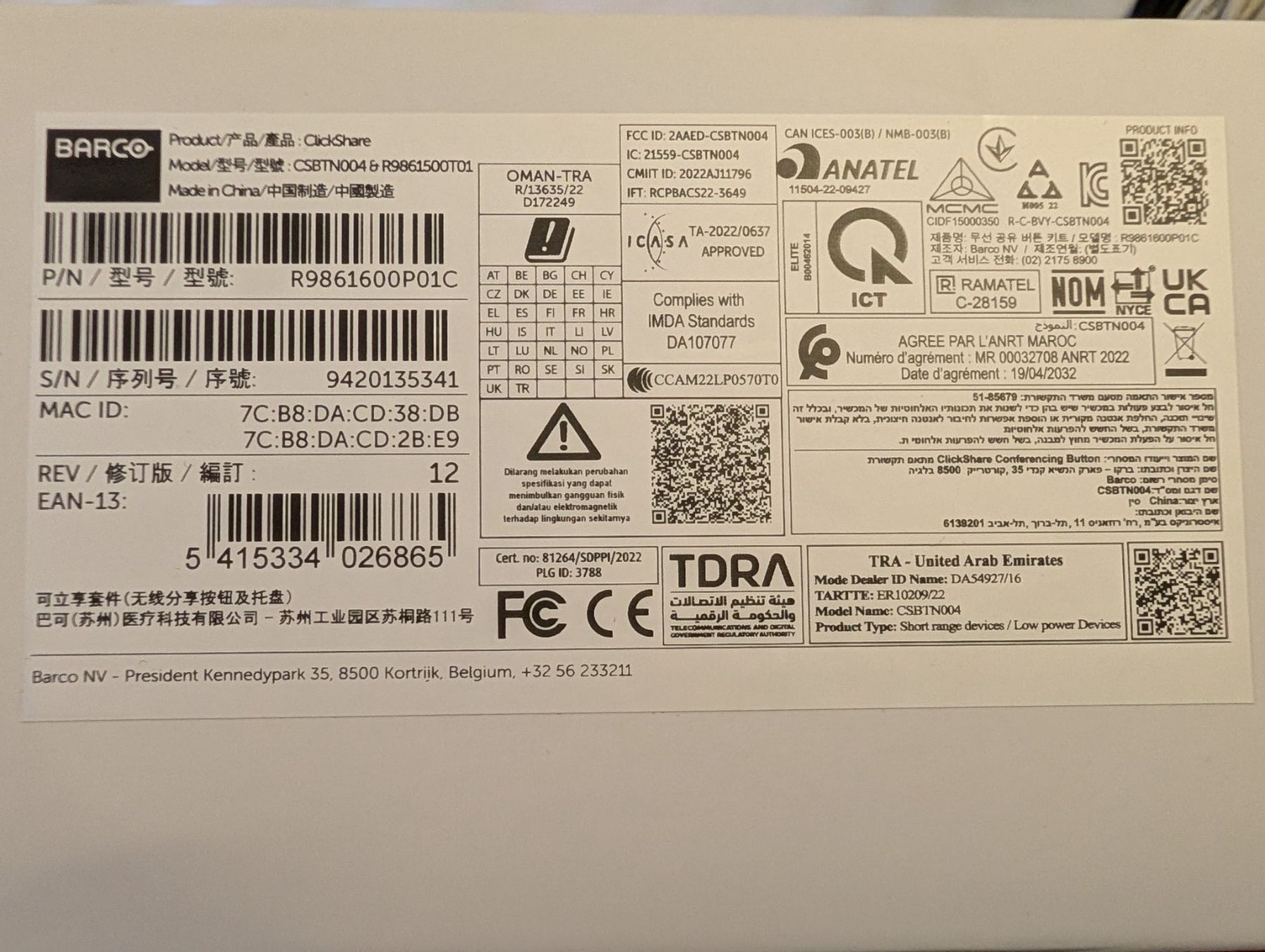 Sistemi audio & multimediali: •	Barco ClickShare C-10 – Usato da Zürich venduto da Pastuszkana 2