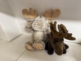 Stofftiere Elche braun und beige 2 Stueck guter Zustand