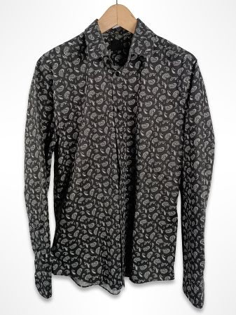 H&M Herrenhemd Paisley Schwarz-Weiss