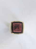 Gelbgold Herrenring 750/Gold mit grossen Granat