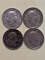 4x CHF 20 Rappen Münzen 1925 1927 1943 1951