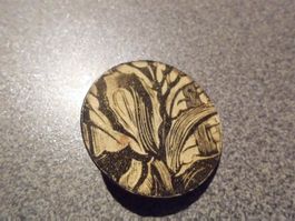 Brosche  schwarz/cremefarbig, rund
