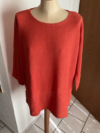 Damen Pullover Linara Leinen orange Grösse XL 3/4 Arm