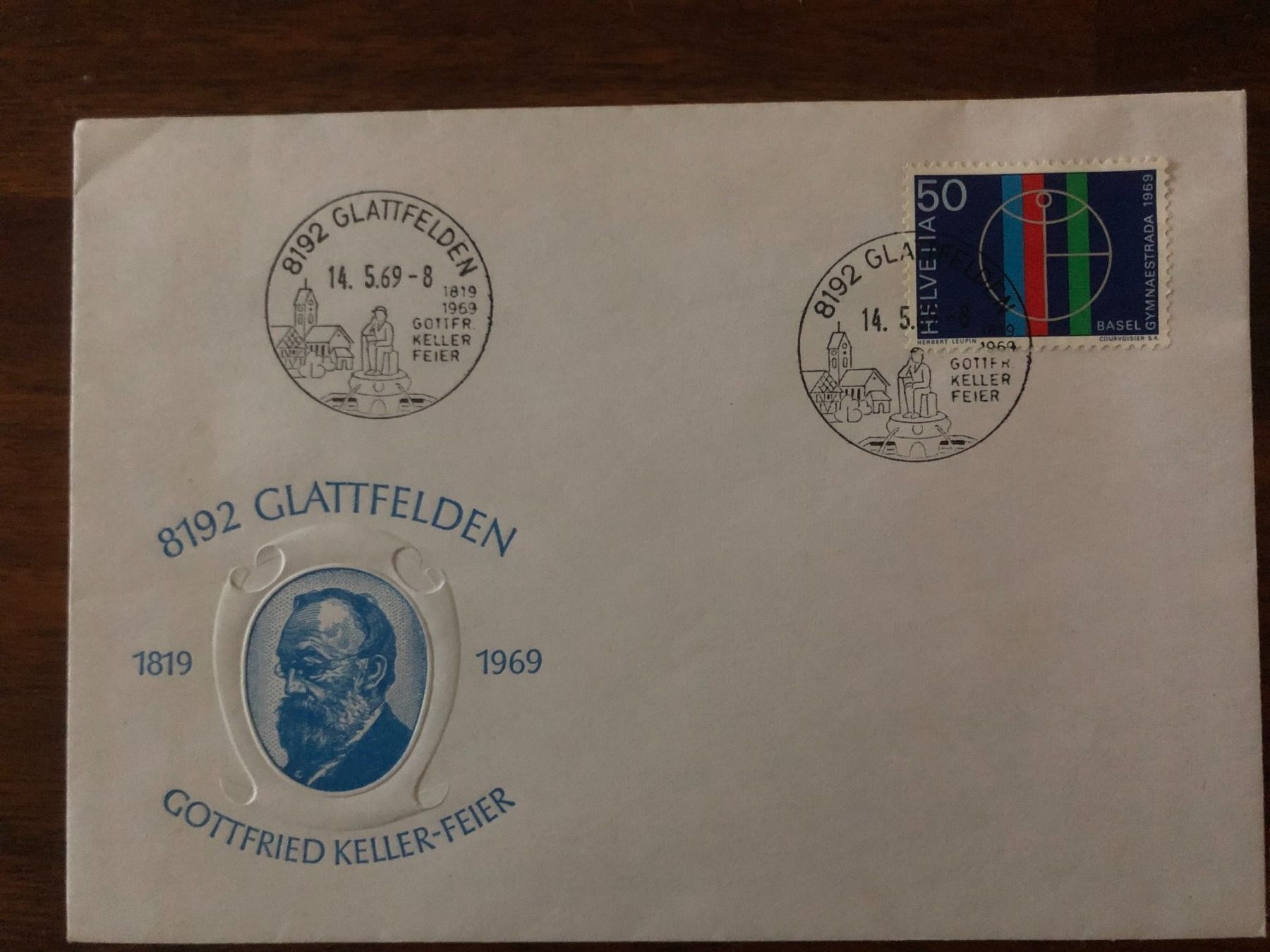 Tutti i francobolli: Gottfried Keller-Feier, Glattfelden, 14.5.69 – Nuovo (secondo la descrizione) da Landquart venduto da interesse63