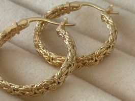 Luxus Elegante Creolen Ohrschmuck Ohrstecker Farbe Gold