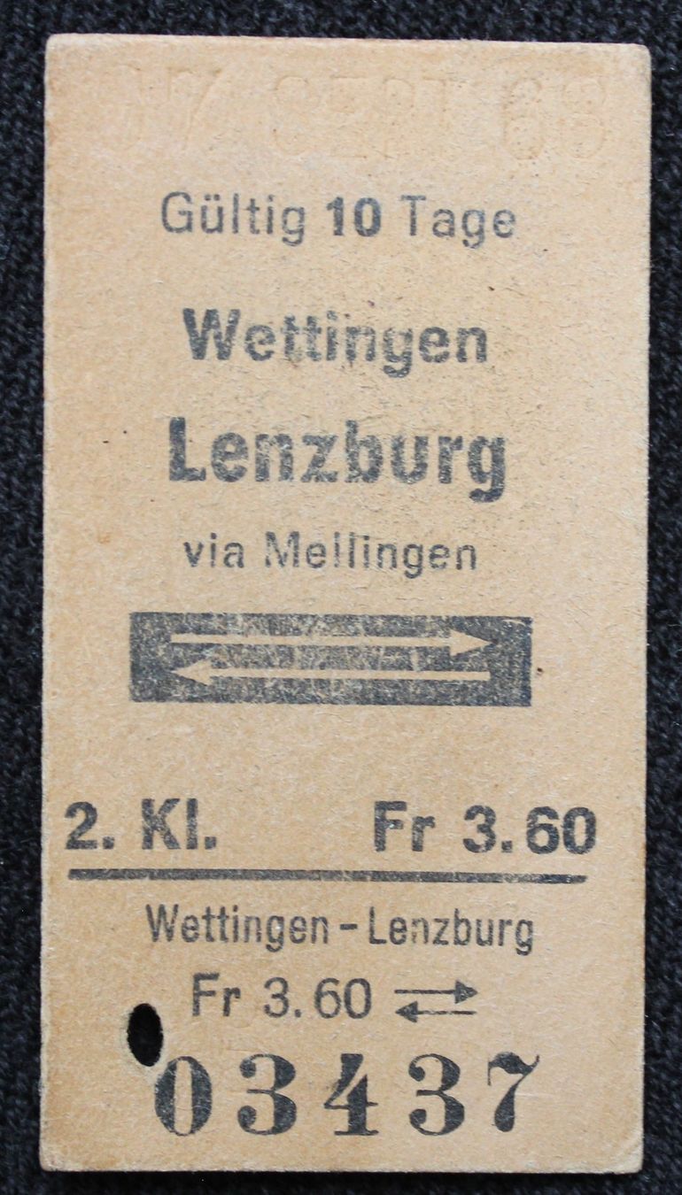 Biglietti: Alte Bahn Billette, Karton 1988/1989 – Usato da Herznach venduto da atsirch60 5