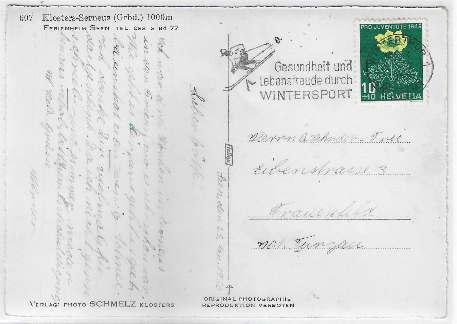 Cartoline postali: Klosters-Serneus - Ferienheim Seen – Usato da Ettingen venduto da Kartenplanet 1