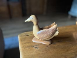 Holz-Ente, handgeschnitzt, Deko-Figur, Vintage