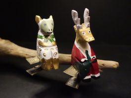 Weihnachtsdekoration / Figuren Elch und Schaf mit Klammer