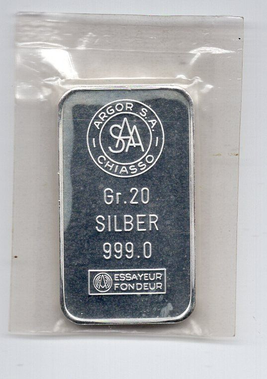 Metalli preziosi: (2364) Silberbarren, 20 g, Argor, top – Usato da Rüthi (Rheintal) venduto da erdnuessli1