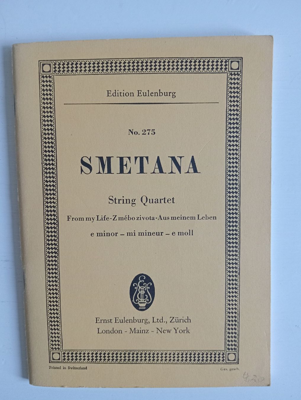 Libri: Smetana String Quartet From My Life E Moll  Pocket Score – Usato da Allschwil venduto da Evgeniia78