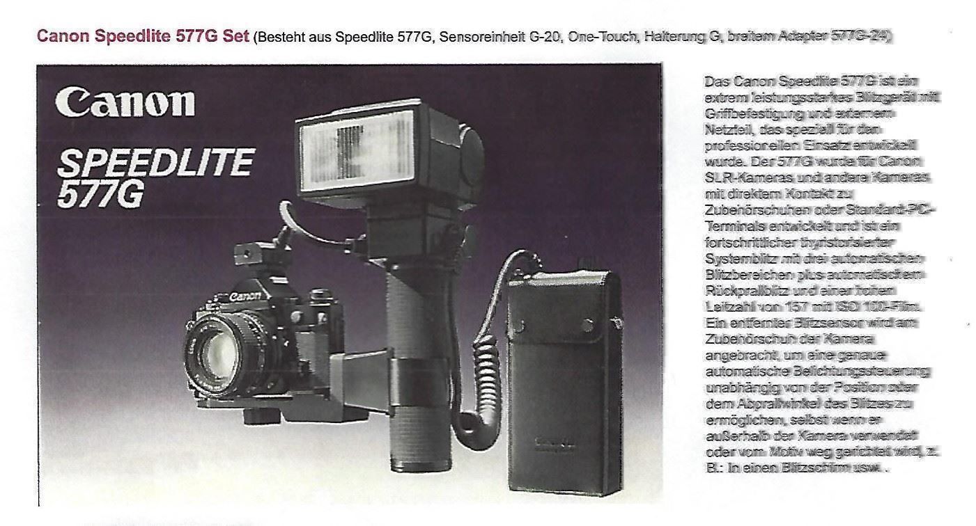 Canon Fotocamera: New F1+ Winder AE FN + Speedlight 577G – Usato da Bassersdorf venduto da Sugo 9
