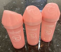 3 Twistshake Baby Bottles Pink Excellent Condition