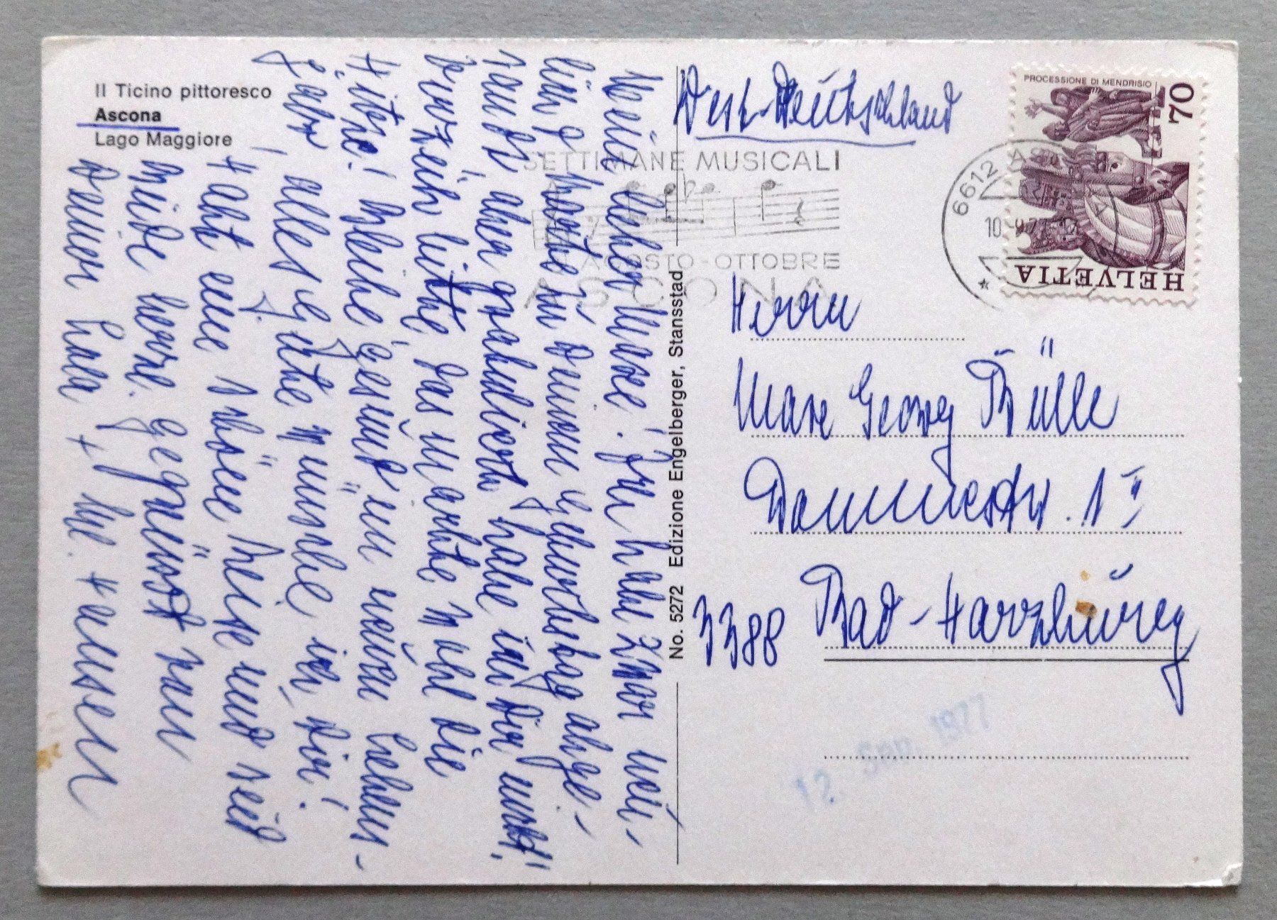 Cartoline postali: Ascona - Lago Maggiore – Usato da Fétigny venduto da Billy2miny 1