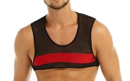 NEUES Erotik Herren Halb Top schwarz-rot Gr. S - 220267