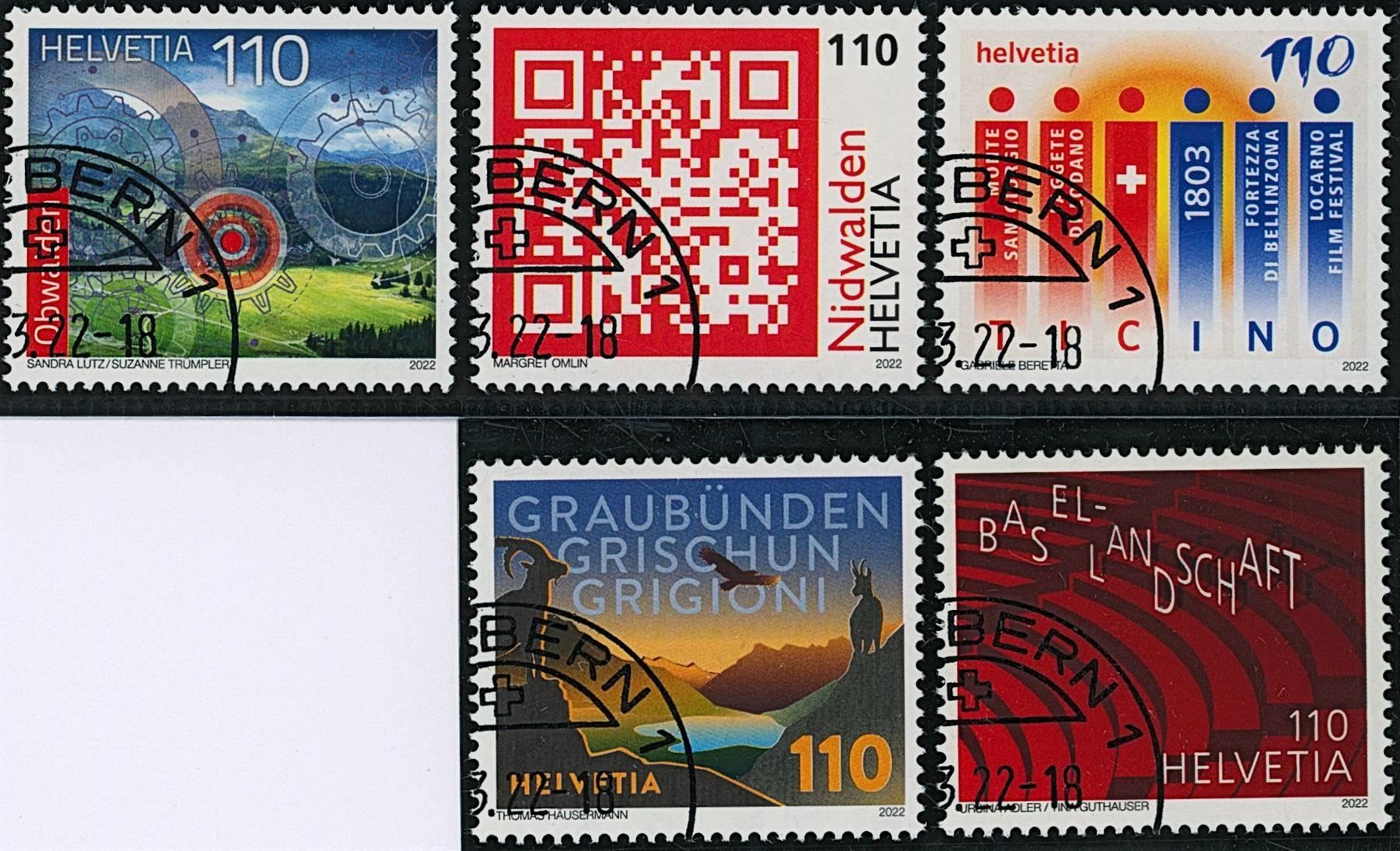 Tutti i francobolli: 2022 - Kanton - Schweiz - Ersttag Stempel ET – Usato da Schindellegi venduto da leecollect 2