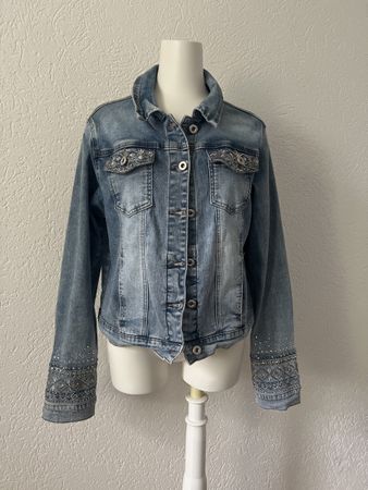 Damen Jeansjacke mit Stickerei Pailletten